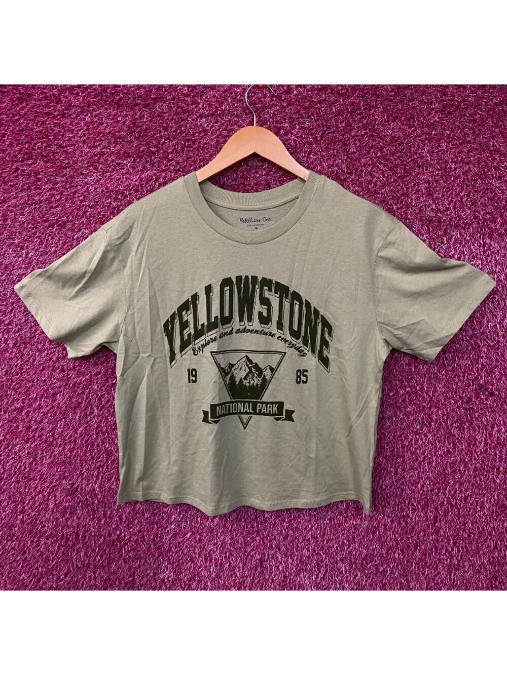 Rebellious One Yellowstone National Park Cropped Graphic Tee Medium